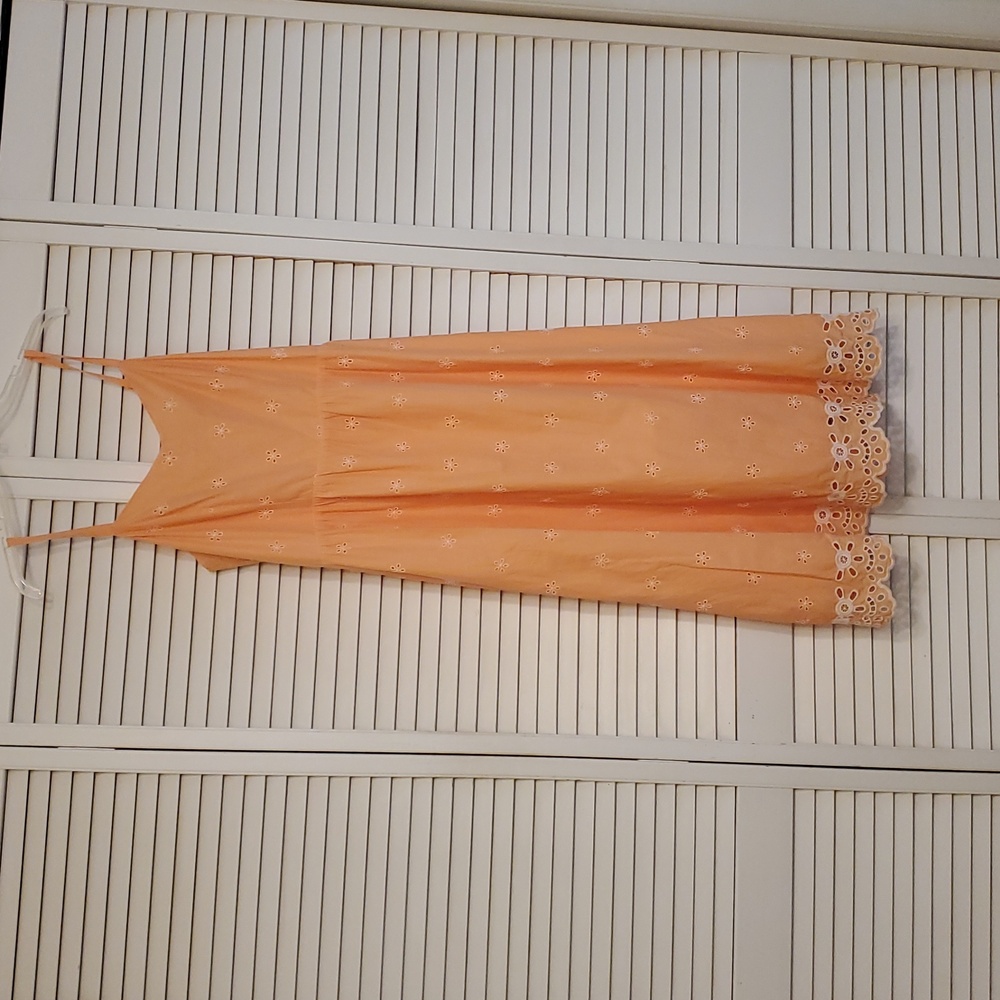 Old Navy Fit And Flare Eyelet Cotton Peach Midi Dress, Size Large
